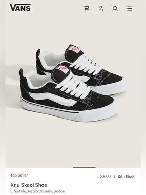 New Vans Knu Skool Black & White Low-Top Sneakers